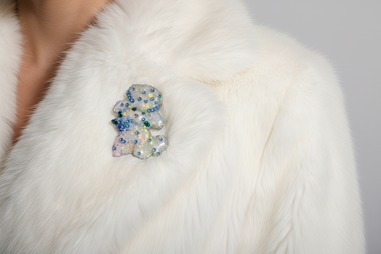 pretty  diamante handmade poodle brooch