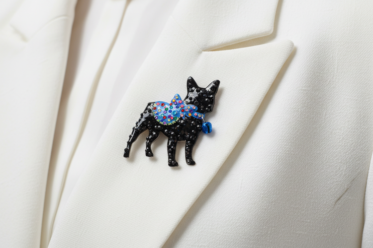 Pug dog handmade brooch. Pu lover gift