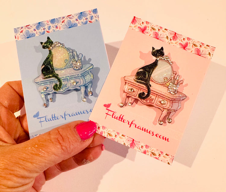 Retro cat brooches handmade