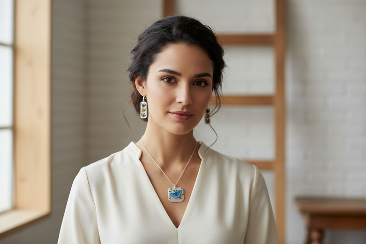 British butterflies. Butterfly dangle earrings and pendant set.