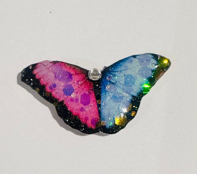 Inspirational positivity butterfly pins blue and pink