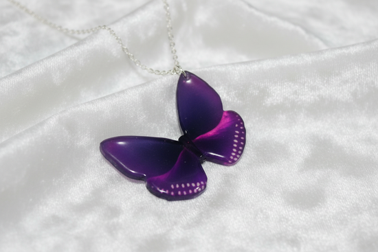 Purple butterfly necklace 