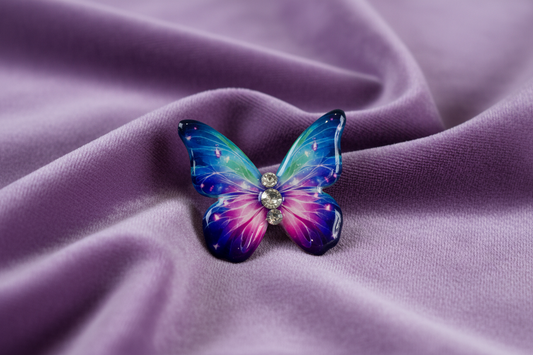 Blue and purple butterfly enamel pin