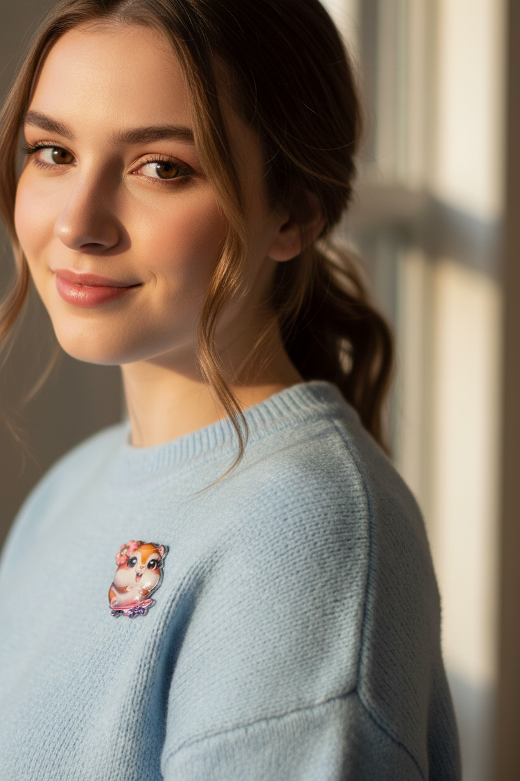 Cute hamster enamel Pins. Choice of 3. Handmade from tin cans. Pretty hamsters