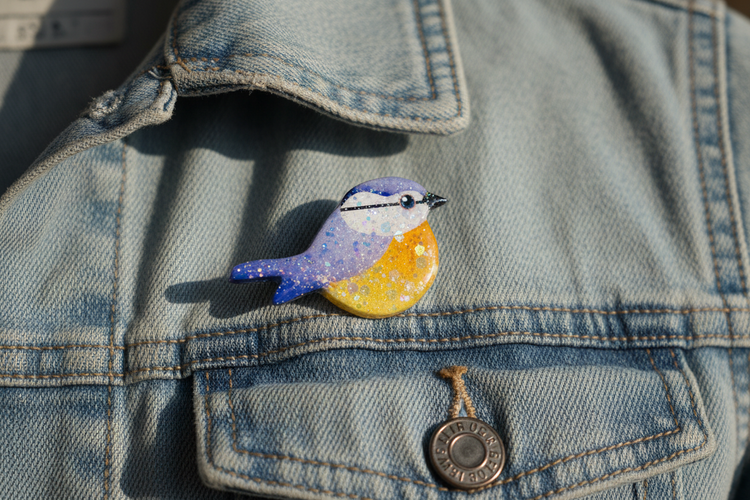 blue tit bird enamel pin badge