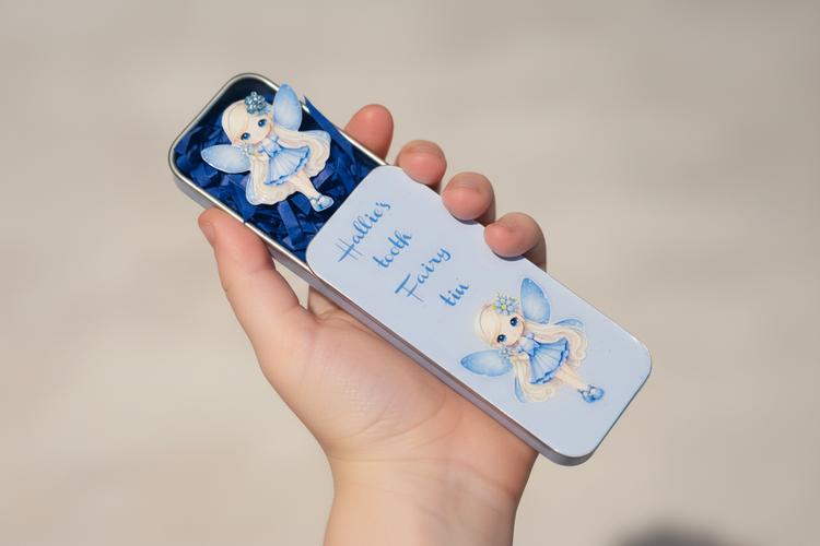 Personalised Tooth Fairy Tin / with option of pretty magnet / Kids' Keepsake Box for Lost Teeth / Custom Gift & Memory Holder