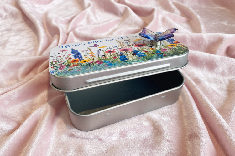Personalised Mum small tin with butterfly  magnet handmade
