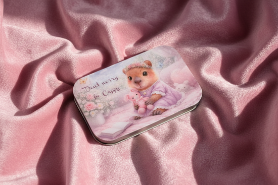 Personalised small Capybara tin. Don't worry, be cappy. handmade