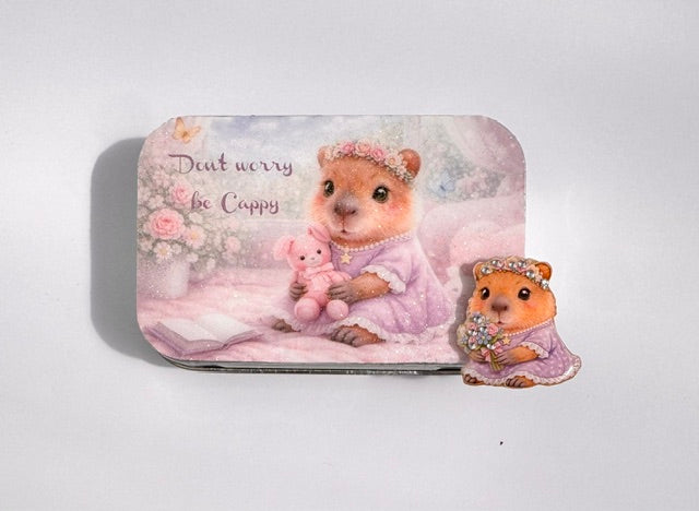 Personalised small Capybara tin.