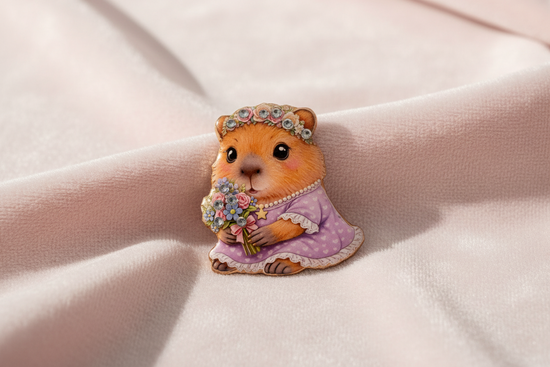 pretty capybara enamel pin brooch handmade