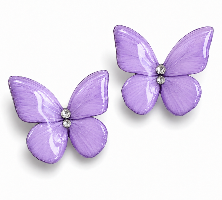  Lilac Frida Kahlo  butterfly stud earrings by flutterframes