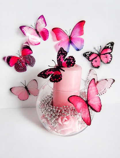 Pink collection of natural butterflies, 3d butterflies wall decor