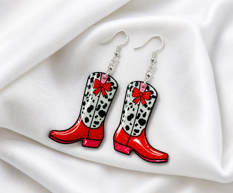 Red cowboy boot earrings 