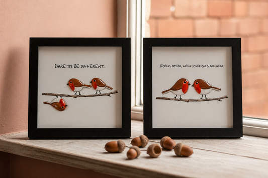 Robins appear when loved ones are near and Dare to be different frames  sympathy gift