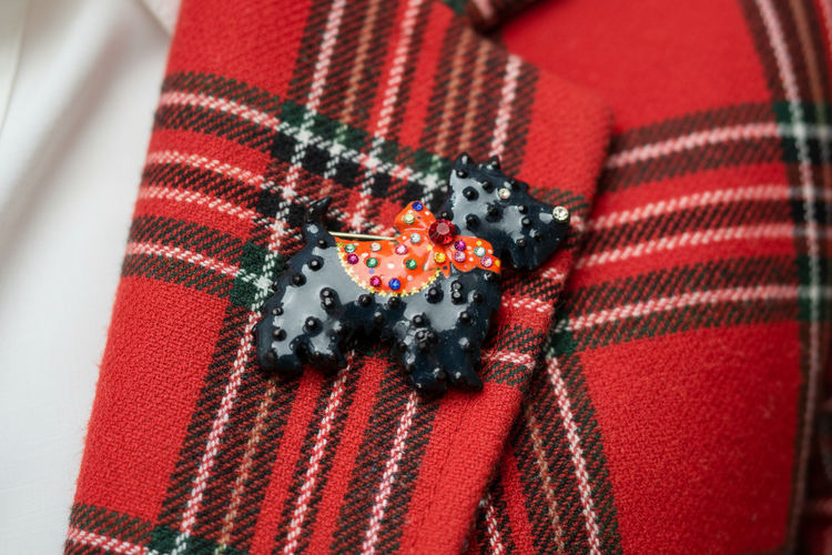 Handmade Scottie dog unique diamante brooch