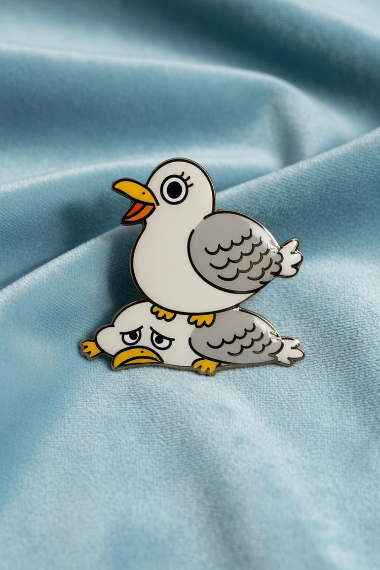 Seagull  enamel pin, funny