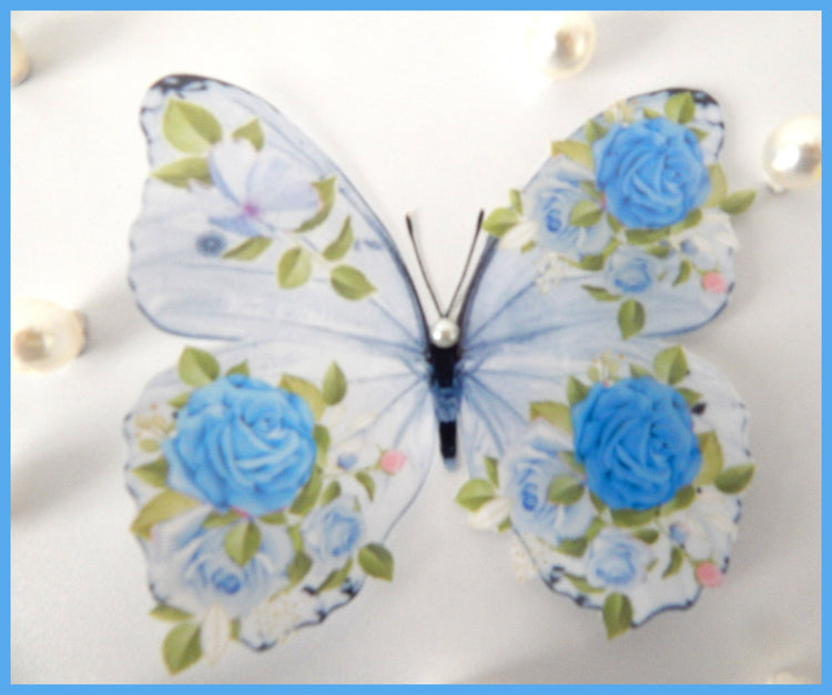 shabby chic blue  butterflies