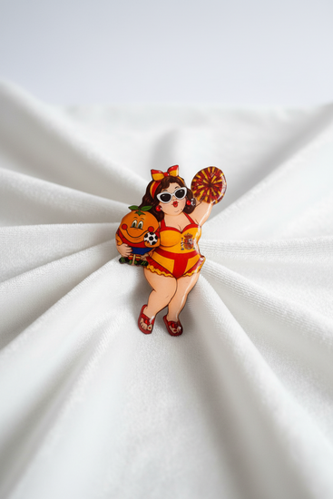 Spanish bathing Belle pin. Spain football World cup