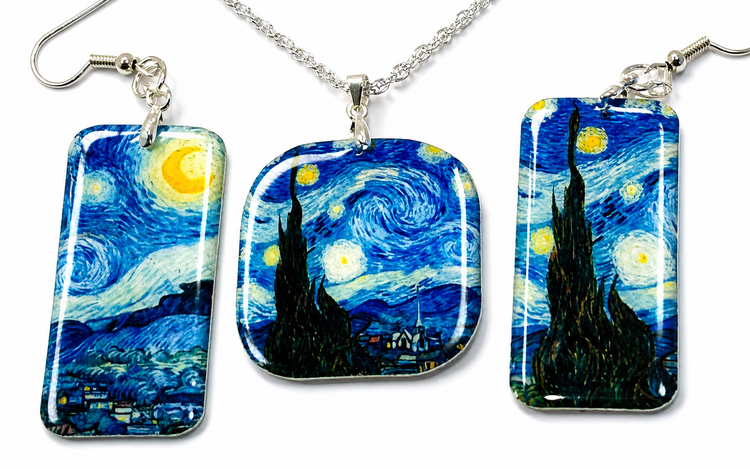 Starry Night earrings and pendant set
