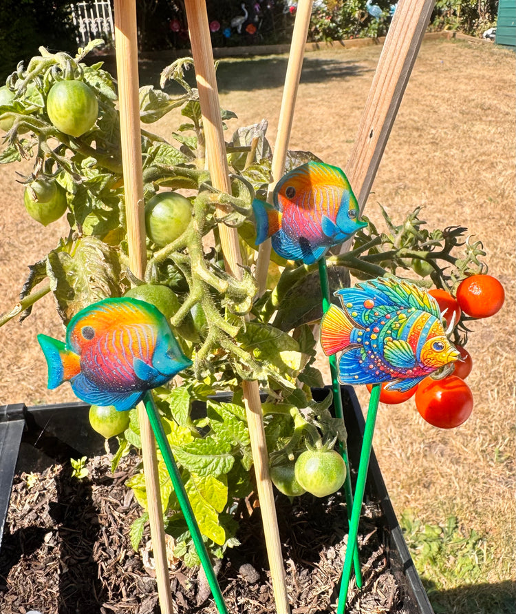 Colourful Tropical fish  Garden Decor, Fish plant sticks