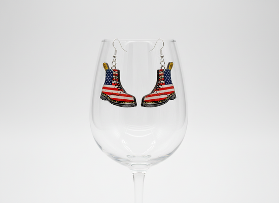 America Dr Marten handmade drop earrings
