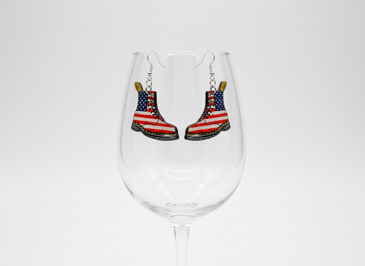 America Dr Marten handmade drop earrings