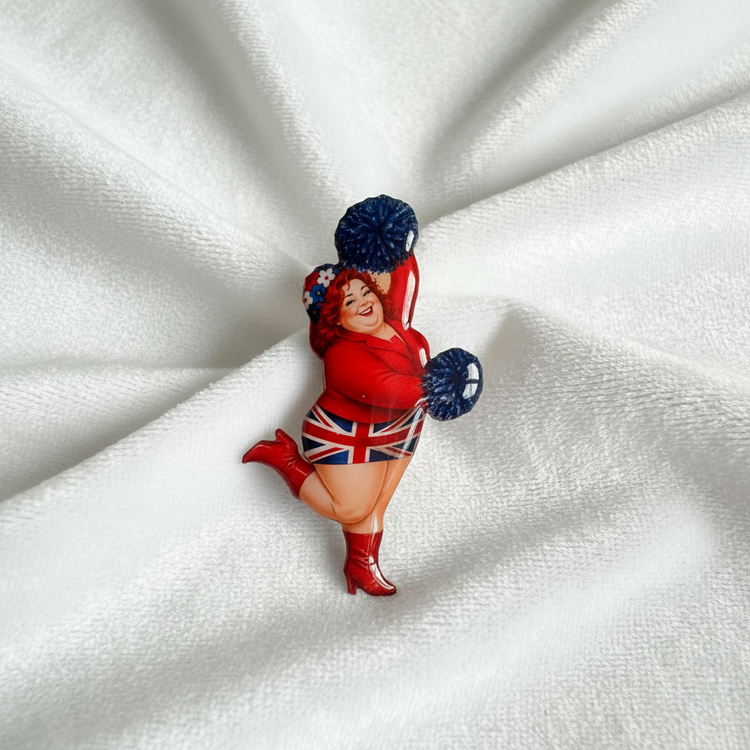 Union Jack pin. Proud to be British. Handmade, unique flag brooch.Bathing Belle pin
