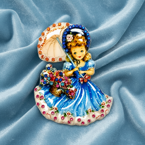 Vintage 1950's illustrated Brooch
