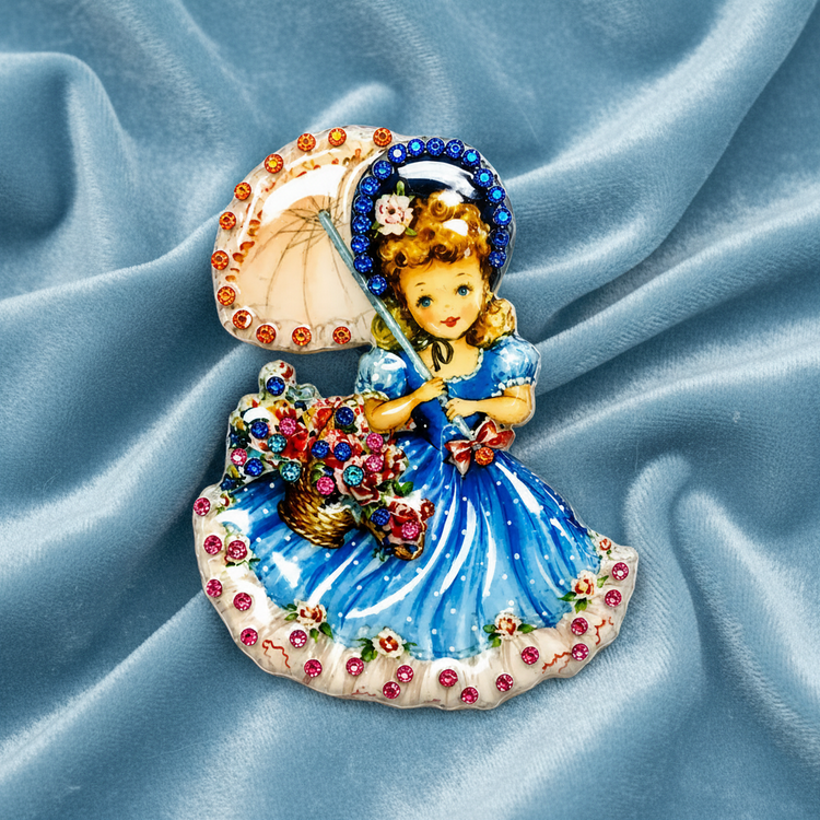 Vintage 1950's illustrated Brooch