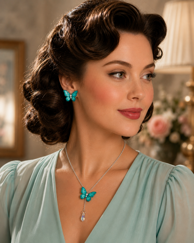Vintage Glamour with Turquoise Butterflies
