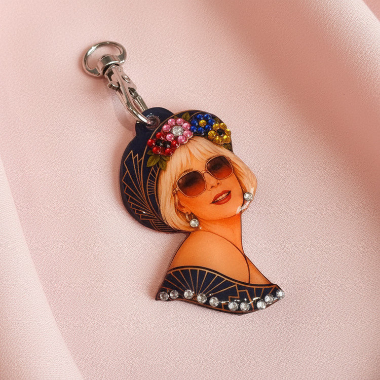 Flapper girl photo brooch, personalised Magnet or key ring, handmade