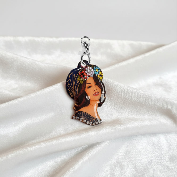 Keychain Art deco flapper girl handmade