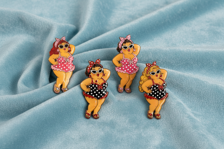 Bathing Belle pins handmade