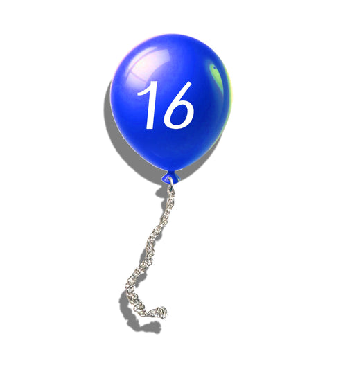customised birthday balloon pin badge