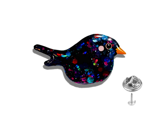 blackbird, black bird pin badge brooch
