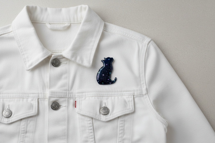 lucky black cat pin or magnet