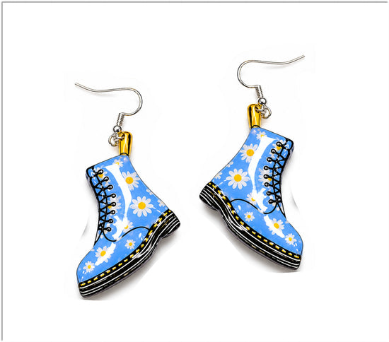 blue Dr. Martens Style Boot Earrings 