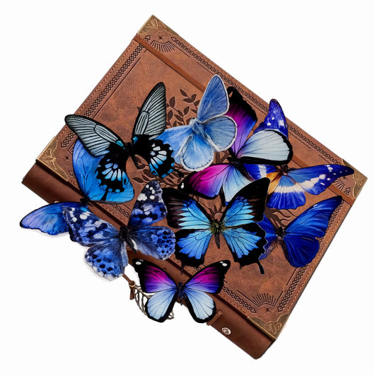 Set of 8 Large Blue 3D Butterflies – Wall Décor – Handmade Decorative Paper Butterflies – Wedding, Scrapbooking ; Home Decoration