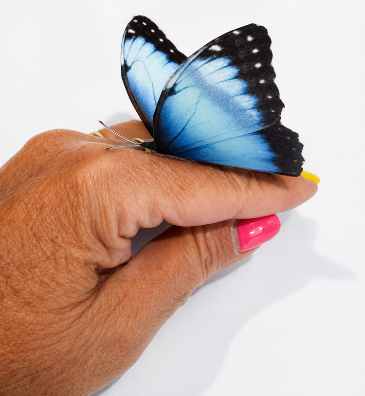 blue butterfly 3d stickers handmade by flutterframes