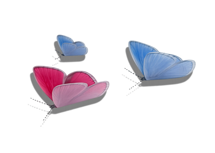 blue and pink butterflies