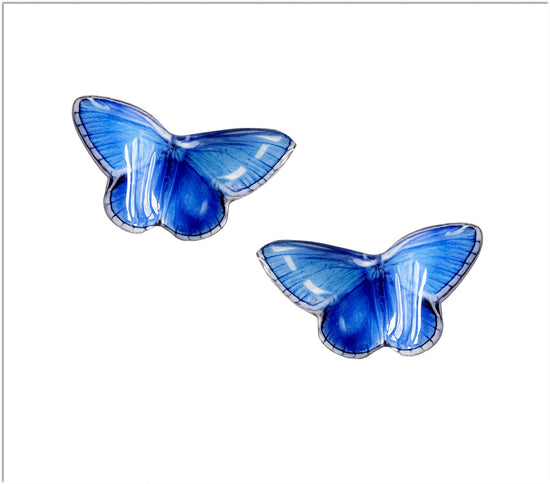 Holly blue butterfly stud earrings handmade from tin cans