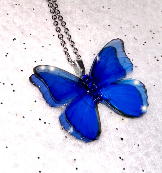 Blue morpho pendant