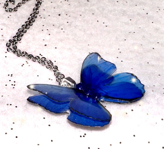 Blue morpho resin pendant
