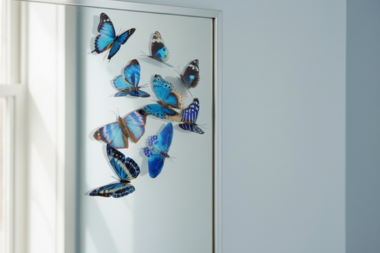 Blue 3d butterflies , set of 8