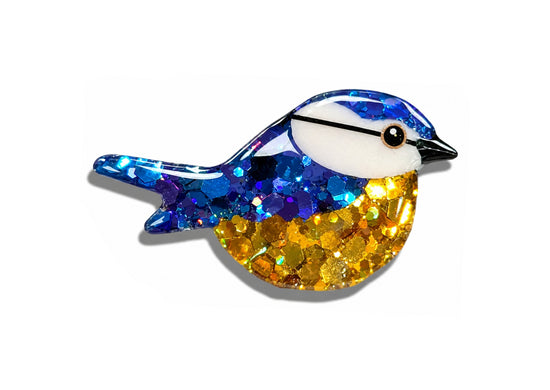 Handmade Blue Bluetit pin brooch- lapel-badge