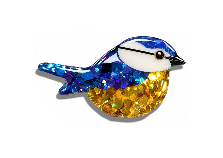 Handmade Blue Bluetit pin brooch- lapel-badge