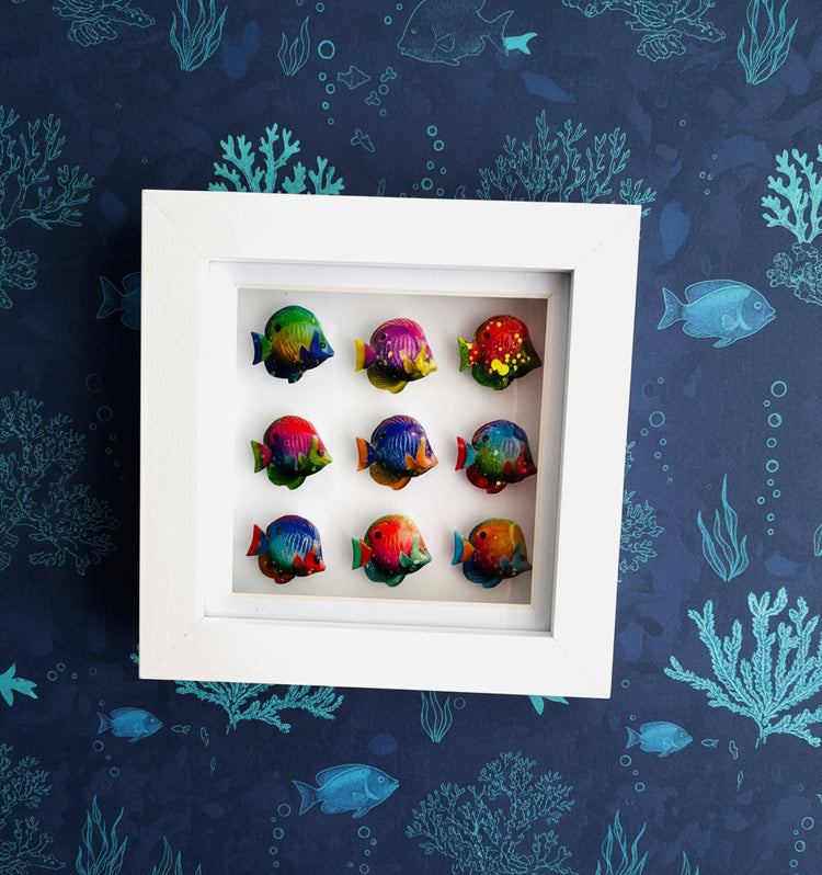 Metal Tropical fish handmade framed picture