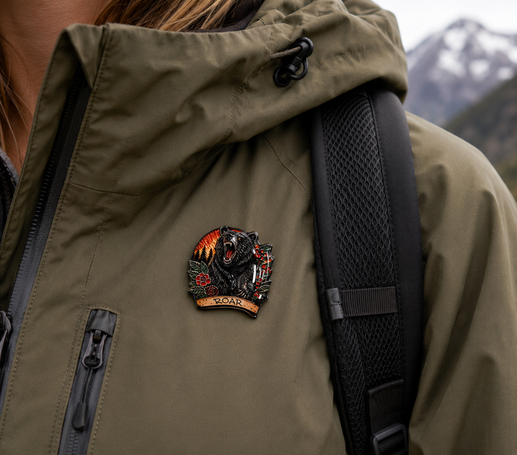 brown bear enamel Pin or magnet handmade from tin cans