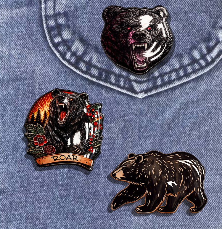 handmade Canadian bear enamel Pin or magnet