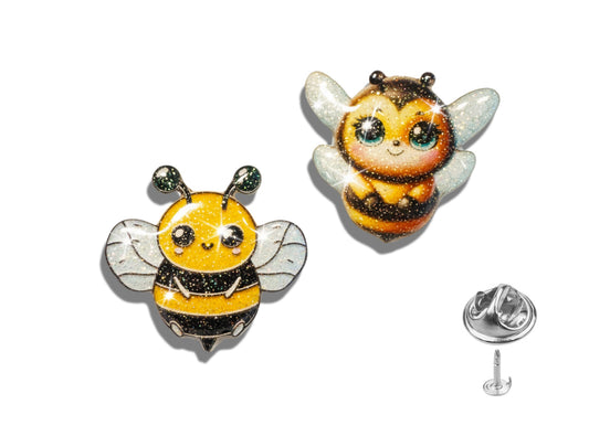 Bumble bee enamel pins.Two bee shaped pins 